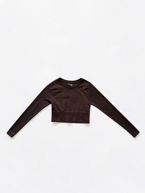 OFFLINE By Aerie Brown Long Sleeve Crop Top XS Seamless Athletic Activewear